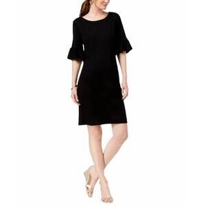 NEW CHARTER CLUB LUXURY ruffle sleeve shift dress in black